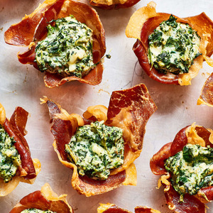 2-Ingredient Spinach-Artichoke Prosciutto Cups