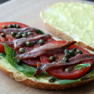 Anchovy, Basil, and Tomato Sandwiches With Aioli Recipe