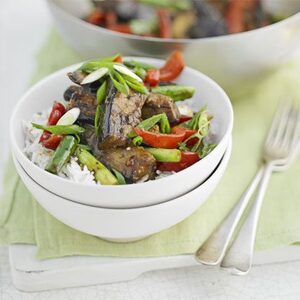 Aubergine & black bean stir-fry