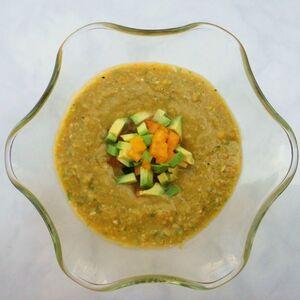 Avocado and Yellow Heirloom Tomato Gazpacho