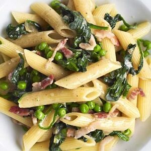 Bacon, spinach & gorgonzola pasta