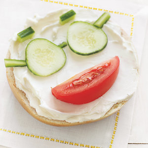 Bagel and Cream Cheese With Tomato and Cucumber