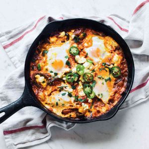 Baked Eggs in Poblano Tomato Sauce