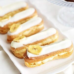 Banana custard eclairs