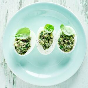 Basil & olive eggs