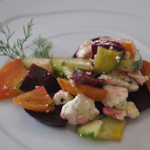 Beet, Cucumber, and Feta Salad with Dill Vinaigrette