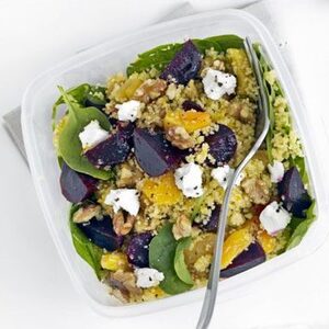 Beet, spinach & goat’s cheese couscous