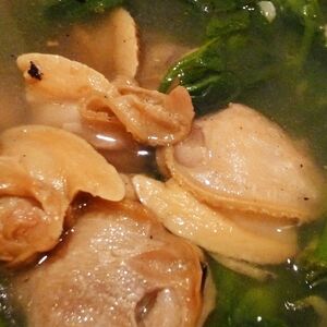 Big clam soup with Vietnamese spinach