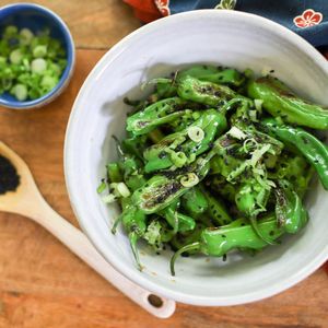 Blistered Shishitos with Dashi Soy Sauce