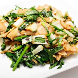 Bok Choy With Chives, Black Bean Sauce, and Chow Fun Recipe