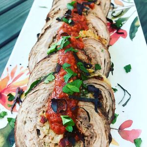 Braciole with Sundried Tomato Port Wine Reduction Sauce