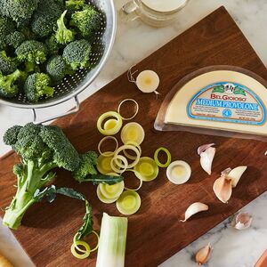 Broccoli and Provolone Soup With Crispy Fricos