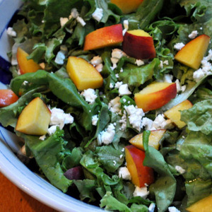 Butter Lettuce Salad with Peaches and Feta Recipe