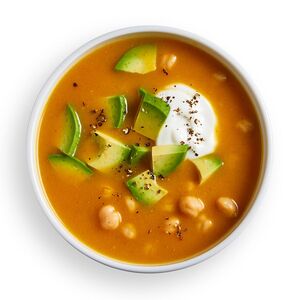 Butternut Squash Soup with Avocado & Chickpeas