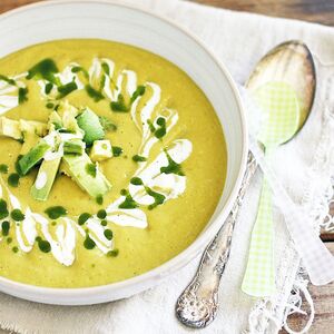 CHILLED AVOCADO SOUP + CILANTRO OIL