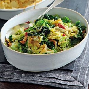 Cabbage with bacon & onions