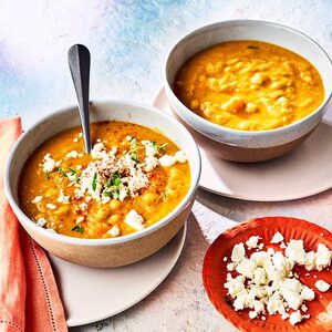 Carrot & lentil soup with feta