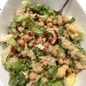 Cauliflower Rice Salad with Chickpeas and Eggplant