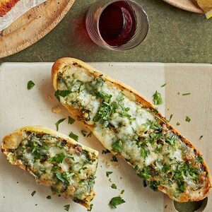 Cheesy confit garlic bread