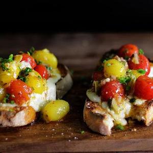 Cherry Tomato Vinaigrette And Gorgonzola Bruschetta