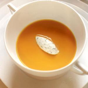 Chilled Carrot Soup With Fines Herbes Mousse