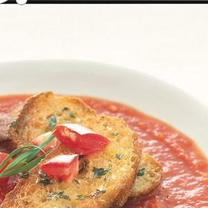 Chilled Tomato-Tarragon Soup with Croutons