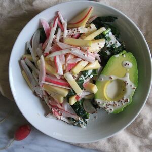 Chopped Radish Salad with Apples, Avocado and Kale