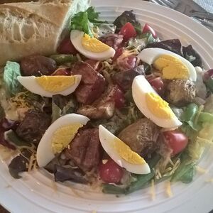 Chopped Farmhouse Salad with Grilled Potatoes and Creamy Honey Mustard.