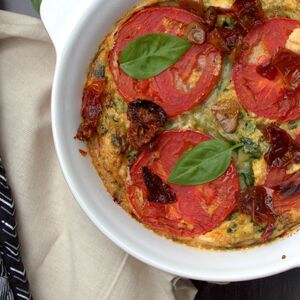 Chorizo, spinach & tomato frittata