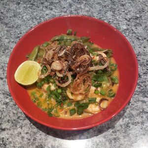 Coconut Noodle Soup with Crispy Fried Shallots