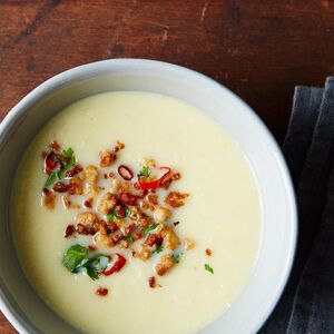 Corn Soup with Tofu Larb