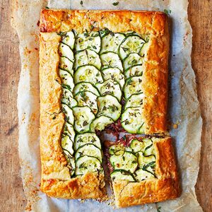 Courgette, tarragon & thyme galette