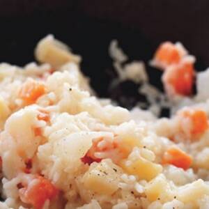 Creamy Rice with Parsnip Puree and Root Vegetables