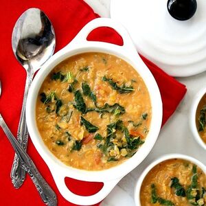 Creamy Red Lentil and Kale Soup