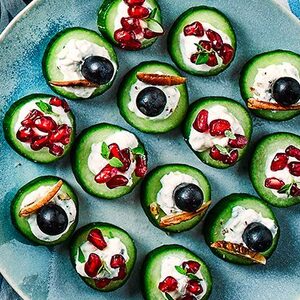 Cucumber & blue cheese canapés