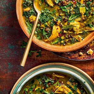 Curried lentil & turkey soup with kale