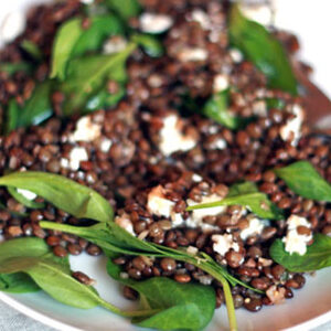 Dinner Tonight: Green Lentil Salad with Baby Spinach and Goat Cheese Recipe