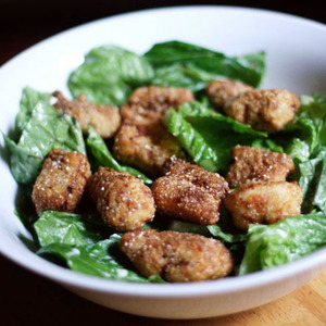 Dinner Tonight: Caesar Salad with Catfish Croutons Recipe