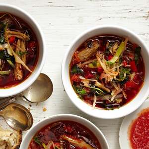 Duck Borscht with Fermented Tomato Sauce