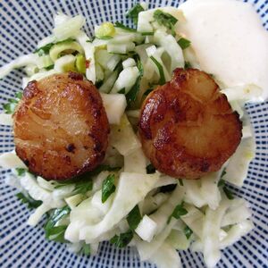 Fennel and Scallop Salad with Garlic Creme