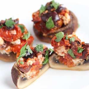 Feta and Tomato Roasted Stuffed Mushrooms