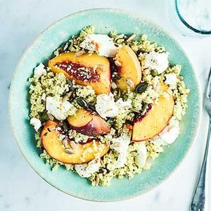 Feta & peach couscous