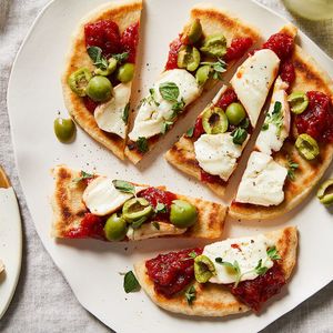 Flatbread With Taleggio, Tomato Jam & Olives