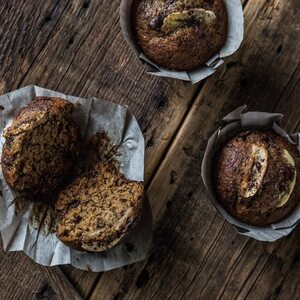 Fragrant Roasted Banana Muffins