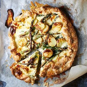 Free-form asparagus & potato tart