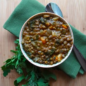 French Lentil Soup with Turnips, Parsnips and Lamb's Quarters (Quelites)