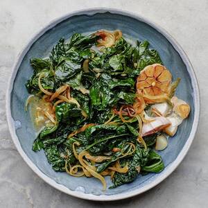 Garlic-and-Parmesan-Braised Greens