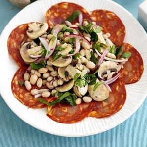 Garlicky bean salad with chorizo