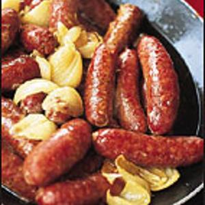 Golden Sausages And Shallots In White Wine