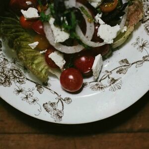 Greens & Ripe Tomato Salad With Ricotta Salata & Balsamic Vinaigrette